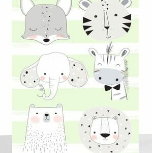 lime stripe animals baby card