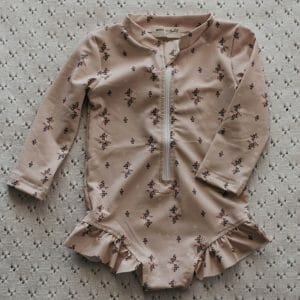 maia baby long sleeve swimmers with frill by bencer and hazelnut