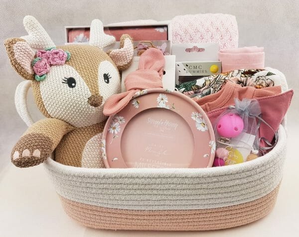 Big Pink Gift Basket For Baby Girl