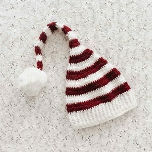 Cute Knit Red and White Stripe Christmas Beanie by Bencer & Hazelnut