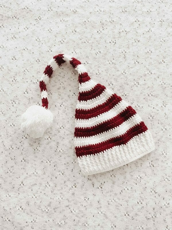Cute Knit Red and White Stripe Christmas Beanie by Bencer & Hazelnut